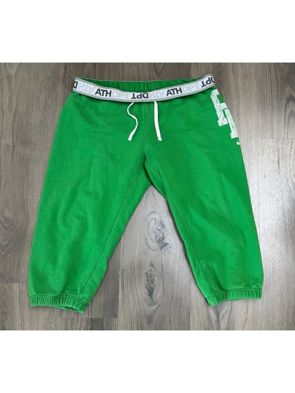 Nike Women’s Y2K Athletic Department Sweat Pants Capris Green Flip Down Large